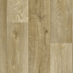 Light Brown Wood Effect Anti Slip Vinyl Flooring For LivingRoom, Kitchen, 1.90mm Vinyl Sheet-5m(16'4") X 2m(6'6")-10m²