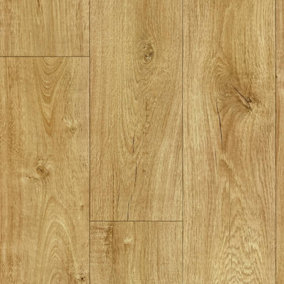 Light Brown Wood Effect Non Slip Vinyl Flooring For LivingRoom, Kitchen, 2mm Felt Backing Vinyl Sheet-7m(23') X 3m(9'9")-21m²
