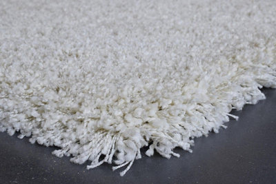 Light Cream Shaggy Rug  for Livingroom, Dining room Bedroom Polypropylene -120cm (Circle) (3ft. 11in.)