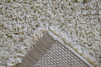 Light Cream Shaggy Rug  for Livingroom, Dining room Bedroom Polypropylene -120cm (Circle) (3ft. 11in.)
