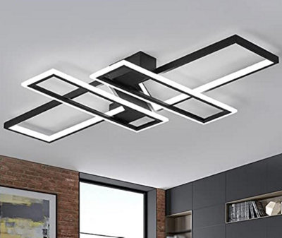 Light Fixture Ceiling Rectangle Simple Geometric White Black Ceiling Light LED