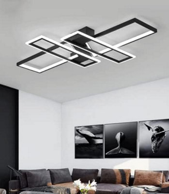 Light Fixture Ceiling Rectangle Simple Geometric White Black Ceiling ...