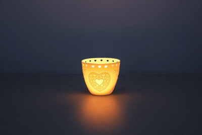 Light-Glow Heart Lithophane Tealight Candle Holder Cup