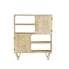 Light Gold Display Cabinet - Solid Mango Wood - L40 x W120 x H135 cm