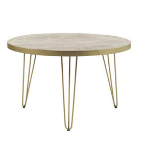 Light Gold Round Dining Table - Solid Mango Wood - L120 x W120 x H76 cm