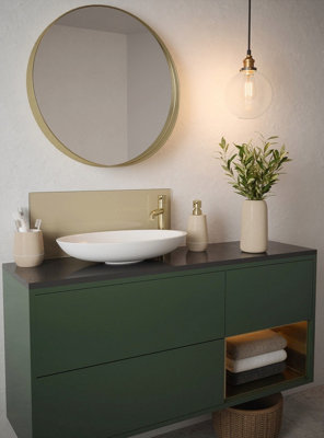 Light Gold -  Self Adhesive - Toughened Glass Bathroom Splashback 250mm x 500mm x 4mm