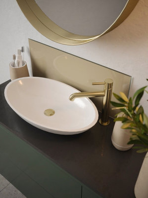 Light Gold -  Self Adhesive - Toughened Glass Bathroom Splashback 250mm x 500mm x 4mm