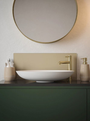 Light Gold -  Self Adhesive - Toughened Glass Bathroom Splashback 250mm x 500mm x 4mm