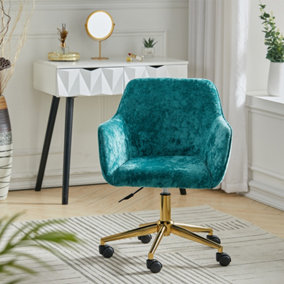 Light Green Ice Velvet Swivel Home Office Chair Desk Chair with Flared Arms