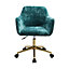 Light Green Ice Velvet Swivel Home Office Chair Desk Chair with Flared Arms