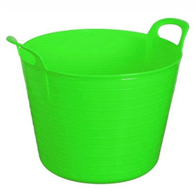 Light Green Single Plastic Flexi Tub Storage Bucket 42L Builders Garden Horse Feed Trug Laundry Toy