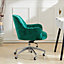 Light Green Velvet Upholstered Wheeled Swivel Office Chair