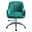 Light Green Velvet Upholstered Wheeled Swivel Office Chair