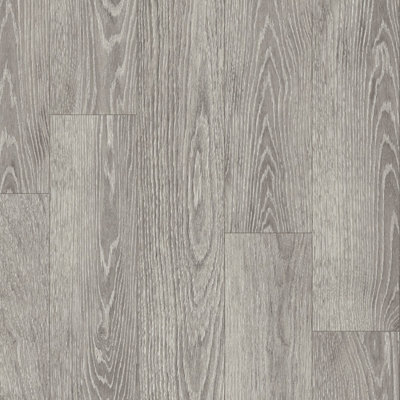 Light Grey Anti-Slip Wood Effect Vinyl Flooring For LivingRoom, Kitchen, 2.8mm Cushion Backed Vinyl -6m(19'8") X 3m(9'9")-18m²