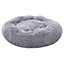 Light Grey Calming Round Donut Plush Dog Cuddler Bed 60cm Dia x 20cm H