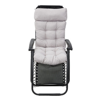 Light Grey Chair Cushion Seat Pad with Highback and Ties, Water Resistant Cover