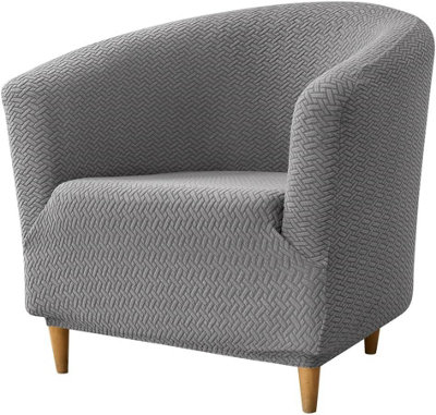 Light Grey Chesterfield Jacquard Stretchable Tub Chair Cover for 1 ...