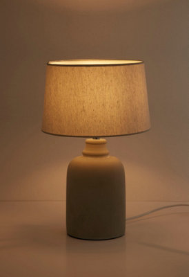 LIGHT GREY CONCRETE LAMPWITH WHITE SHADE