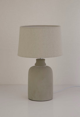 LIGHT GREY CONCRETE LAMPWITH WHITE SHADE