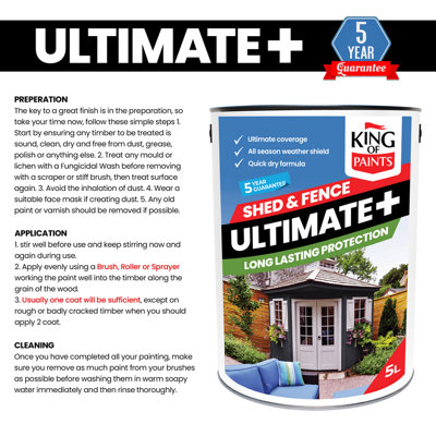 Light Grey Fence Paint King of Paints Goose Grey Ultimate+ 5 Litres
