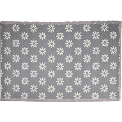 Light Grey Flower Design Outdoor Rug Camping Floor Picnic Blanket 120 x ...