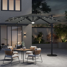 Light Grey Garden 3-Tier Umbrella Outdoor Patio Parasol for Beach Backyard and Pool with Stand