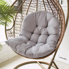 Light Grey Garden Egg Chair Hanging Basket Chair Hammock Seat Pad Cushion 80 x 120 cm