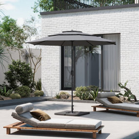 Light Grey Outdoor Garden Patio 3-Tier Umbrellas Parasol for Beach Backyard and Pool with Base