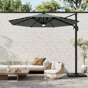 Light Grey Outdoor Garden Patio 3-Tier Umbrellas Parasol for Beach Backyard and Pool with Base