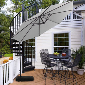 Light Grey Outdoor Garden Patio Banana Cantilever Parasol Patio Umbrellas for Backyard and Pool with Fillable Base and Wheels