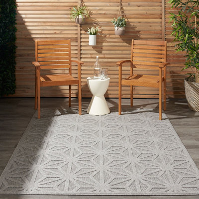 Light Grey Outdoor Rug, Abstract Optical/ (3D) Stain-Resistant Rug For Patio Decks, Modern Outdoor Area Rug-160cm X 221cm