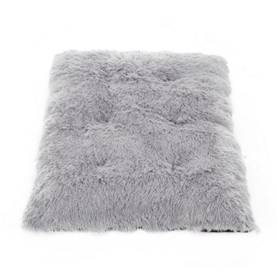 Light Grey Plush Rectangle Pet Bed Dog Cushioned Pad 95 x 65 cm Price Comparisons | Compare The Build