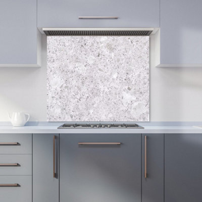 Light Grey Quartz Effect Premium Glass Kitchen Splashback W700mm x H650mm