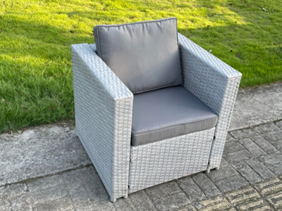 Shop Light Grey Rattan Single Chair Patio Outdoor Garden Furniture With ...