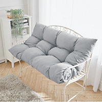 Light Grey Rectangular Outdoor Garden Tufted Bench Cushion Seat Pad 120 x 80 cm