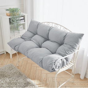 Light Grey Rectangular Outdoor Garden Tufted Bench Cushion Seat Pad 120 x 80 cm
