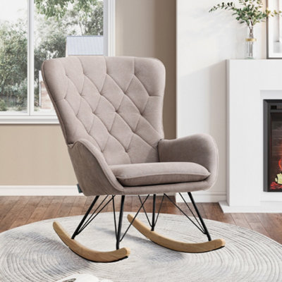 Light Grey Rocking Chair Upholstered Glider Rocker with Removable Padded Sea Comfy Accent Chair for Living Room Bedroom DIY at B Q