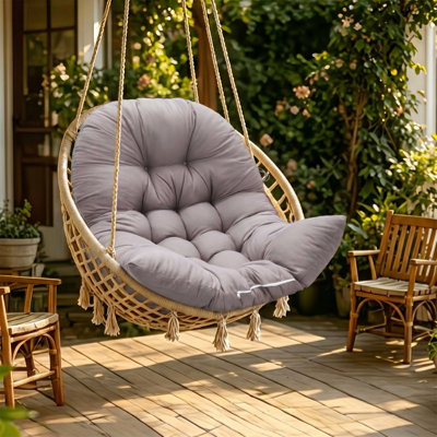 Housse Coussin Chaise Suspendue Lavable - Coussin Fauteuil Œuf Jardin Patio, Épais Et Imperméable (Sans Rembourrage) Gris