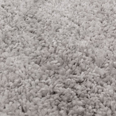 Light Grey Shaggy Plain Modern Jute Backing Rug for Living Room Bedroom ...