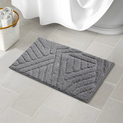 Light Grey Soft Anti Slip Bathroom Rug 60cm (L) x 40cm (W)