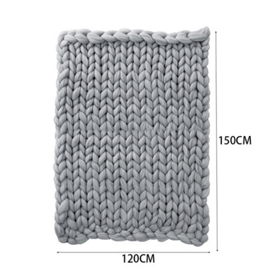 Light Grey Soft Knitted Throw Blanket Sofa Bed Decor 150cm L x 120cm W