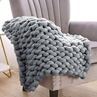 Light Grey Soft Throw Blanket for Sofa Home Decor 100cm L x 80cm W