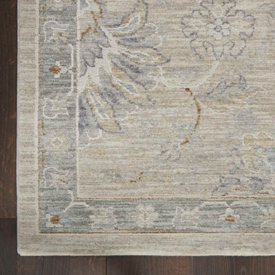 Light Grey Traditional Persian Bordered Floral Rug for Living Room Bedroom and Dining Room-160cm X 234cm
