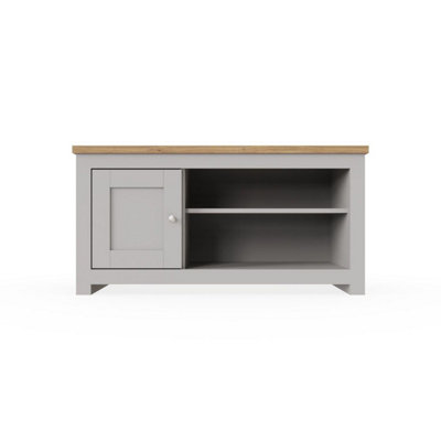 Light Grey TV Unit Stand Media 1 Door and Open Shelf DIY at B&Q