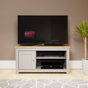 Light Grey TV Unit Stand Media 1 Door and Open Shelf