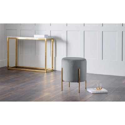 Light Grey Velvet Dressing Stool