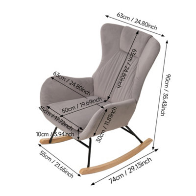 Light Grey Velvet Upholstered Rocking Chair