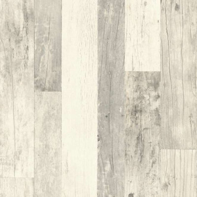 Light Grey Wood Effect Wallpaper Vertical Plank Panel Scandinavian Style