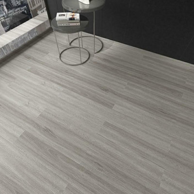 Light Grey Wood Grain Effect Vinyl Flooring Self Adhesive Floor Plank,5m² Pack of 36