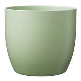 Light Lime Green Ceramic Indoor Plant Pot. No drainage holes H18 x W19 cm